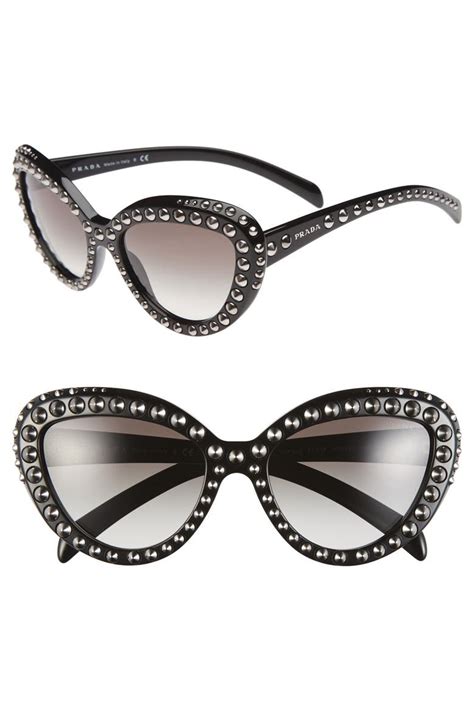 prada cat eye top bar sunglasses|Prada cat eye studded sunglasses.